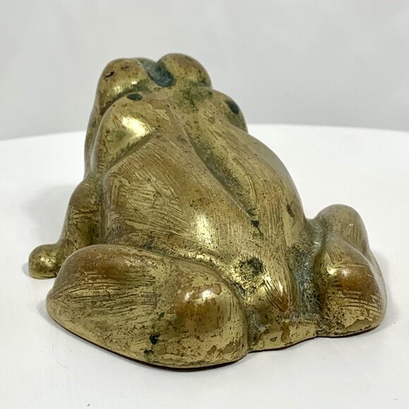 BRASS FROG Paperweight Heavy Decorative Figurine - Picture 5 of 11